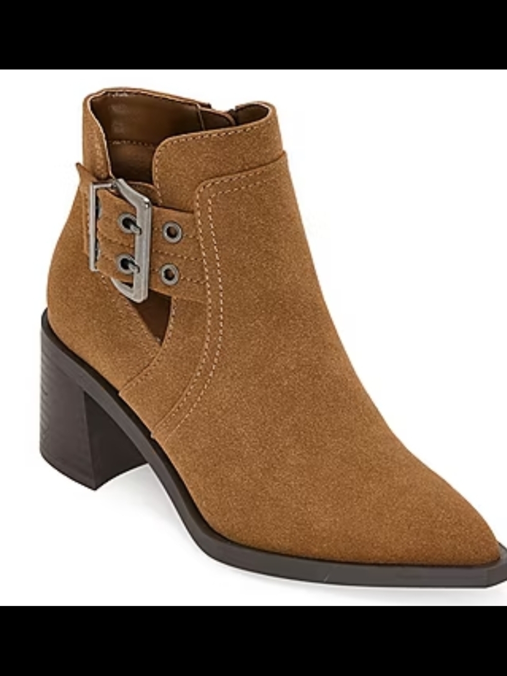 a.n.a Women's Tan Suede Cutout Ankle Boot with Buckle